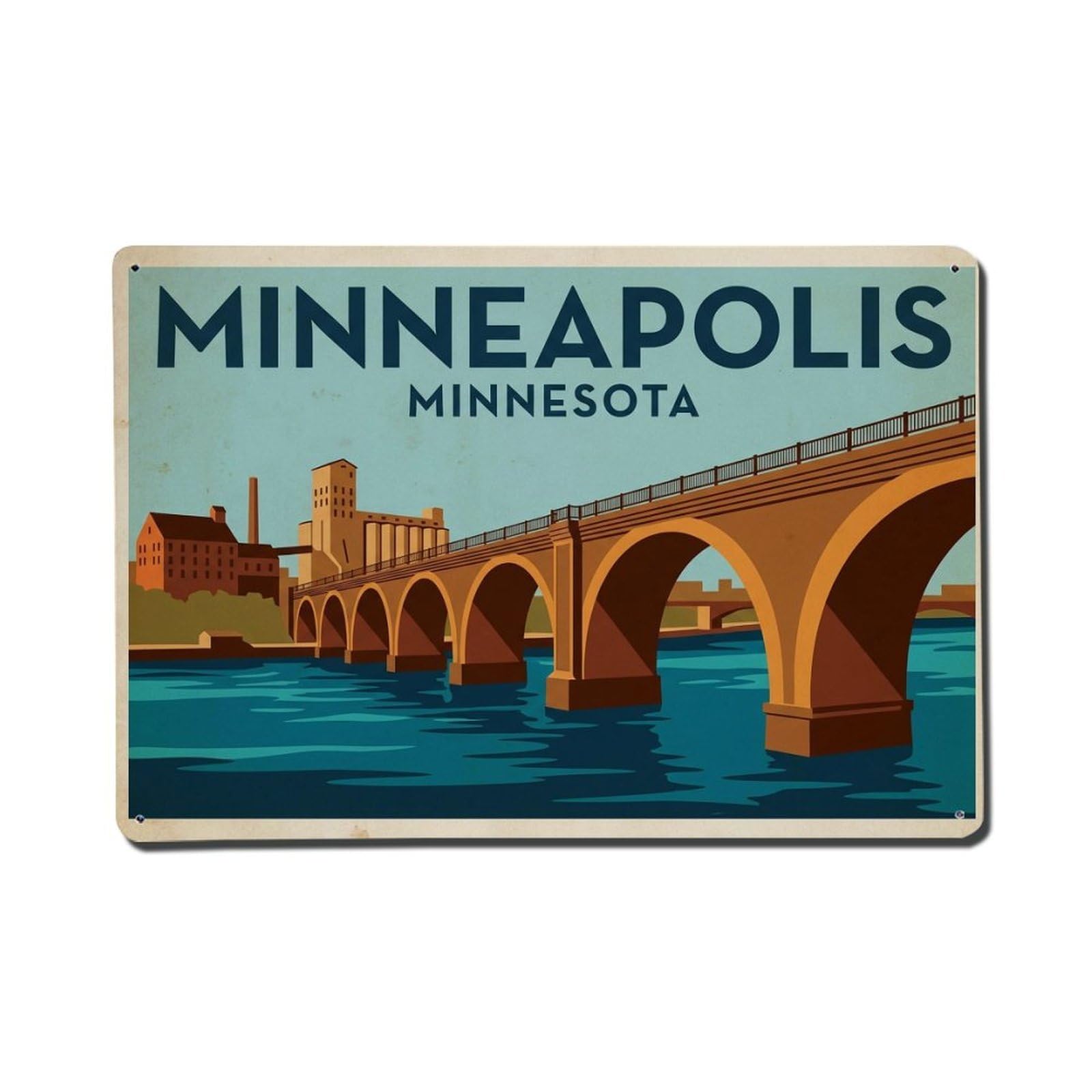 Xanthor Style Vintage Travel Usa Minneapolis Metal Tin Sign