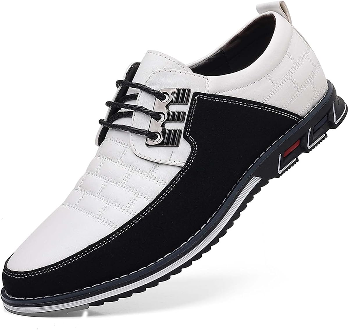 Zapatos de vestir para hombre, zapatos de cuero ortopédicos Oxford Derby de negocios informales, mocasines simples con cordones para caminar, zapatos planos para hombres