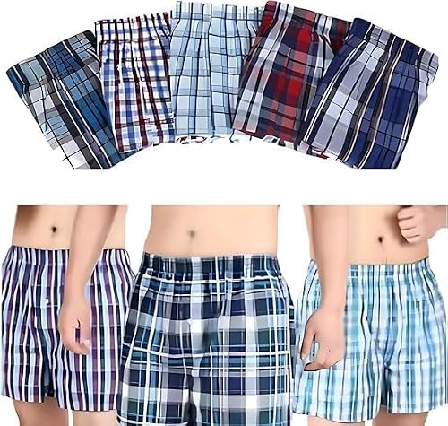 Image of 6 Pack Cotton Woven Boxer Shorts for Mens, Soft Breathable Loose Fit Underwear for Everyday Comfort Lightweight Classic Boxers, Assorted Colors (36, 38'')