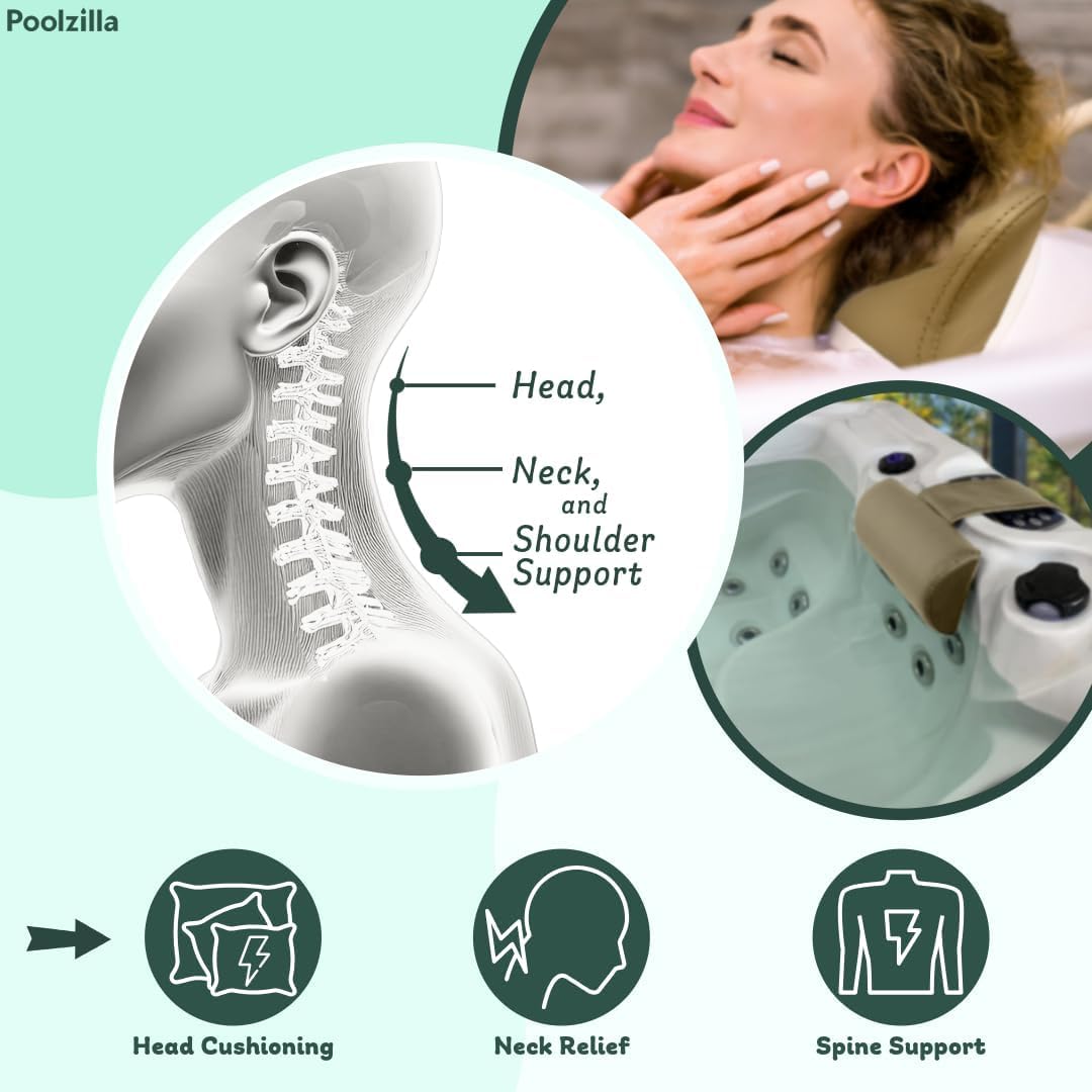 Poolzilla Universal Spa Pillow - Weighted Foam Headrest for Hot Tubs