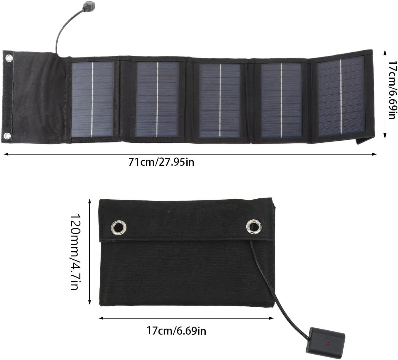 Folding Solar Panel, 25W Solar Panel Folding Pack IP65 with USB Cable for Surveillance Cameras Laptops