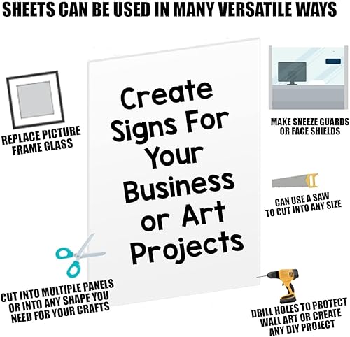 Miniatura 2 de Paquete de 10 paneles de láminas de plástico PET de calidad de plexiglás de 12 x 18 pulgadas x 0.04 pulgadas, alternativa ligera e inastillable al