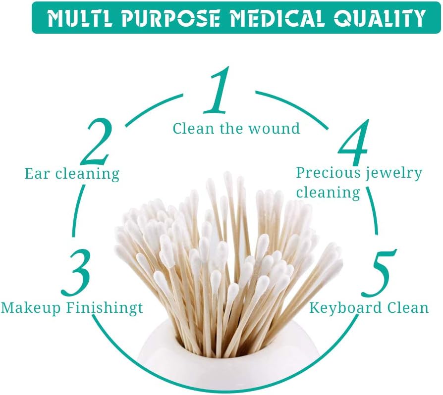 1000 Pcs Long Wooden Cotton Swabs, 6" Wooden Handles Cotton Tipped Applicator Wood Sticks Singel Tip for Makeup Gun Applicators, Eye Ears Eyeshadow Brush and Remover Tool, Cutips Buds Home Accessories
