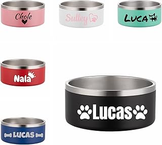 JMIPET Personalized Dog cat Bowls with Name Stainless Steel pet Bowl for Large Small Dogs Food and Water Custom Names Feeding Bowl 32OZ -64oz
