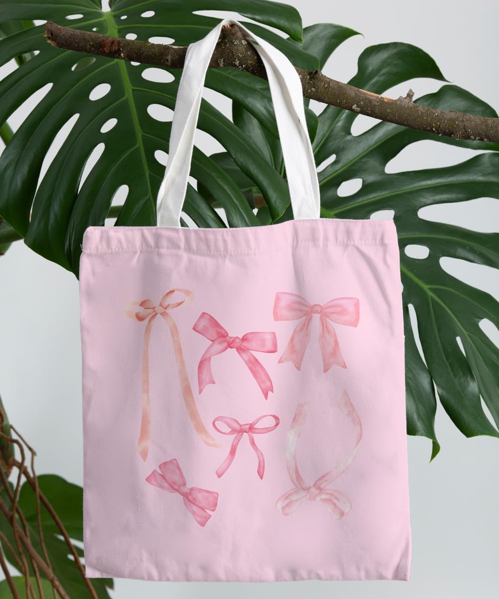 Pink Girl Canvas Tote Bag for Women Teen Girls Gifts Cute Small Travel Work Tote Bags Reusable Grocery Shoulder Bags - Image 7