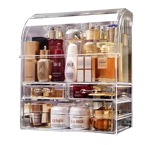 MOOCHI Clear Professional Large Cosmetic Makeup Organizer Bathroom Storage Display