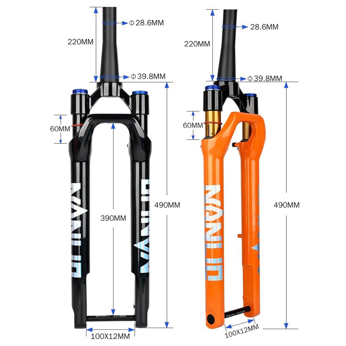 700C Gravelbike-Federgabel, 1-1/2" konisch, Offroad-Scheibenbremse vorne, 60 mm Federweg, XC-Luftfederung, 100 x 12 mm Steckachse, manuelle Sperre