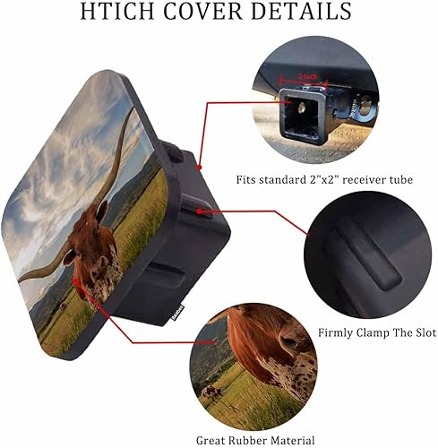 Miniatura 3 de Beabes Cubierta de enganche para enchufe Longhorn Bull, receptores de 2 pulgadas de diámetro, vida silvestre, vaca, ganado, toro, ligero, cubierta