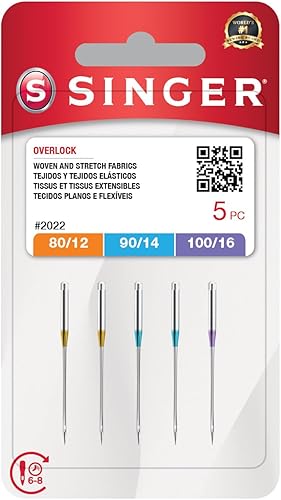 SINGER Agujas Overlock Serger para telas tejidas y elásticas, surtidas, 5 piezas