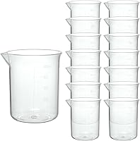 CHAMDONE 15 Pack 50ml Plastic Lab Beakers - Durable Measuring Cups with Clear Scale for Science Experiments & Classroom