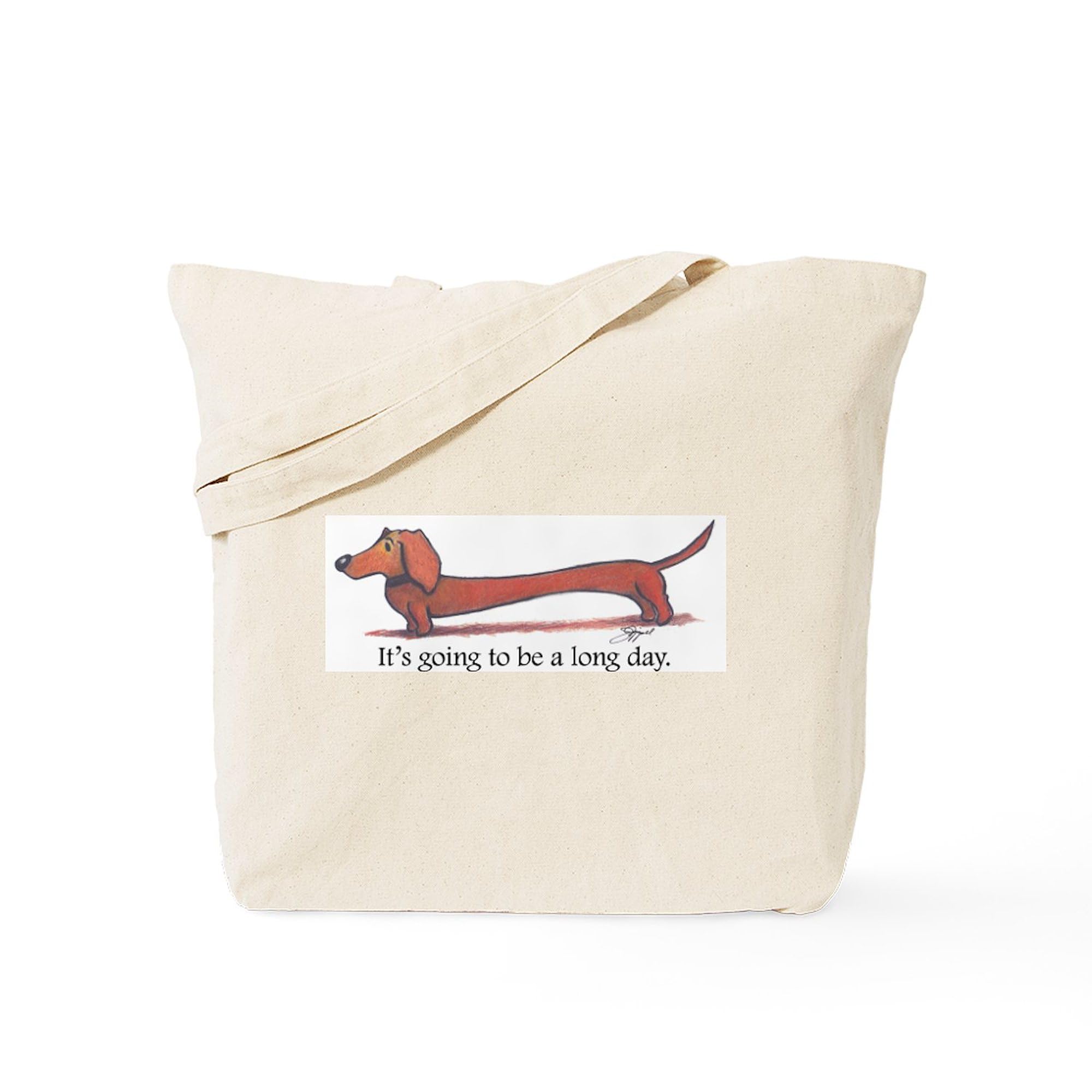 CafePress Long Day Dachshund Tote Bag Reusable Natural Beige Canvas Shopping Bag