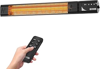 1500W Infrared Patio Heater, IP65 Waterproof Outdoor Electric Heater with Remote, 4 Heat Levels, 24H Timer, Memory Function, Fast Heating for Garage, Backyard, Black