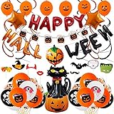 Set de decoración de fiesta de Halloween,Banner de fiesta de Halloween,Globos de látex para decoraciones de,Decoraciones de para fiesta que incluyen Globo de lámina de calabaza Accesorios para fotos