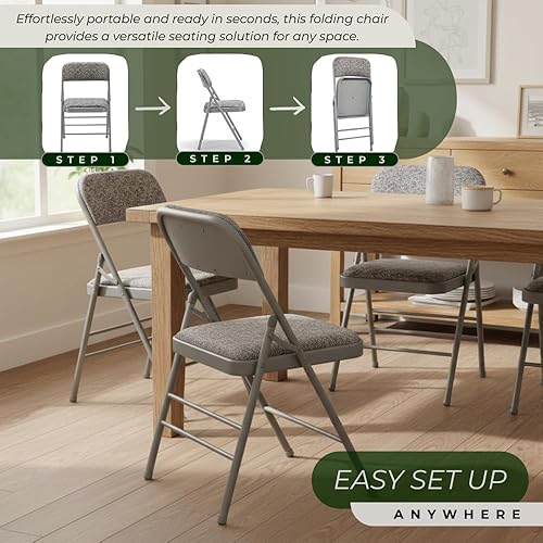 Miniatura 5 de Amazing for less Paquete de 4 (TelaVinilo) Sillas plegables con estructura de acero, espuma metálica acolchada (Negro, Gris, Blanco)