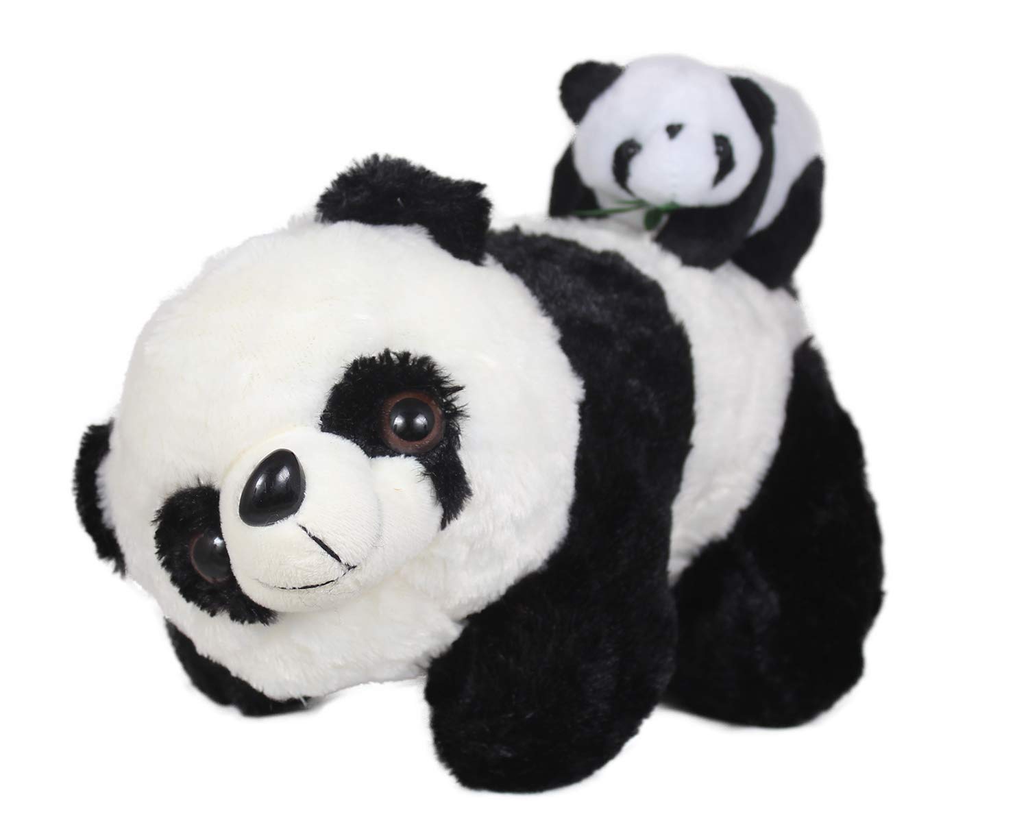 Tickles Plush Animal Black Mother Panda with Baby (Color: Black & White Size: 26 cm)
