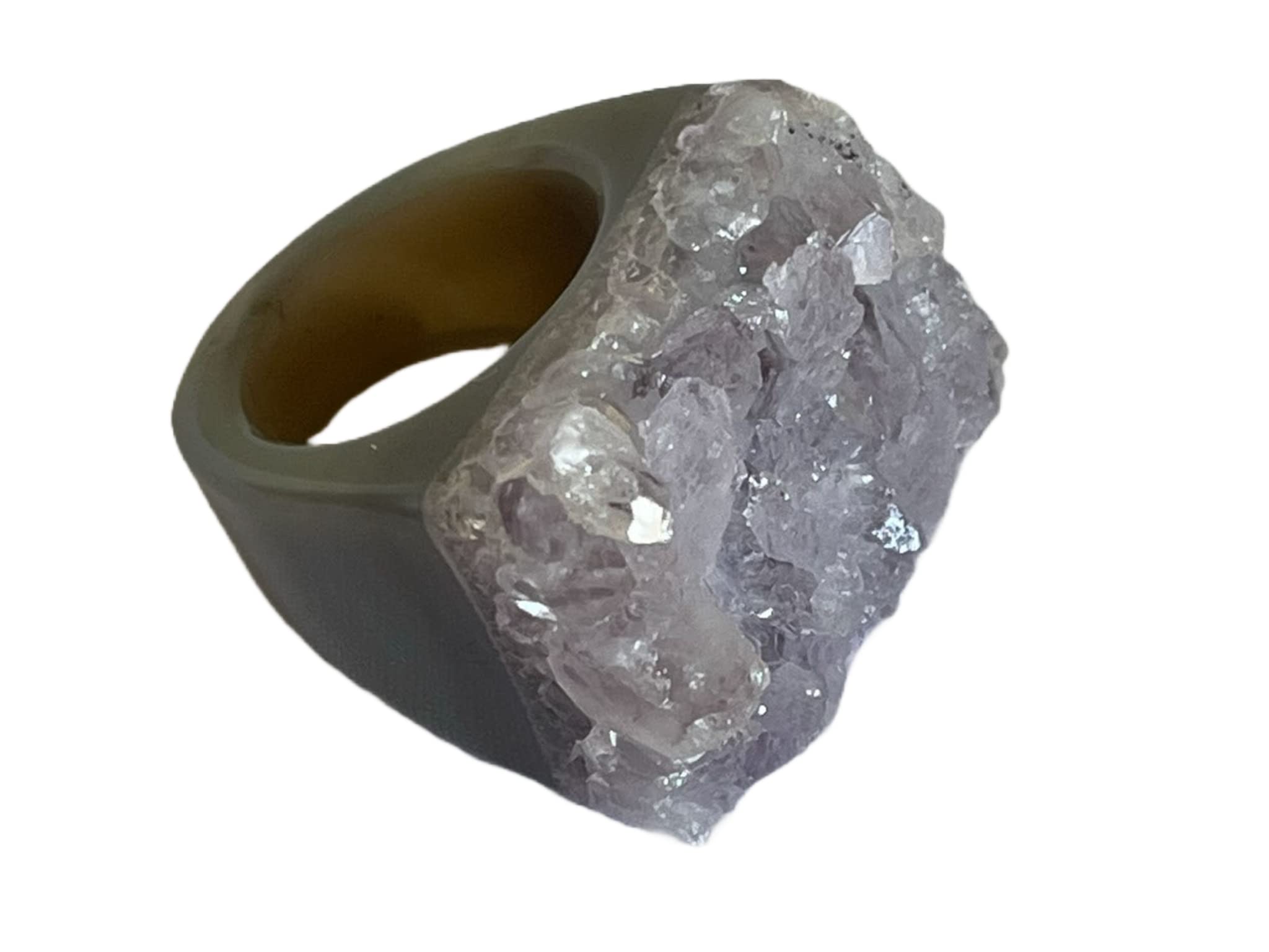 Carved Agate Druzy Ring size 7.25