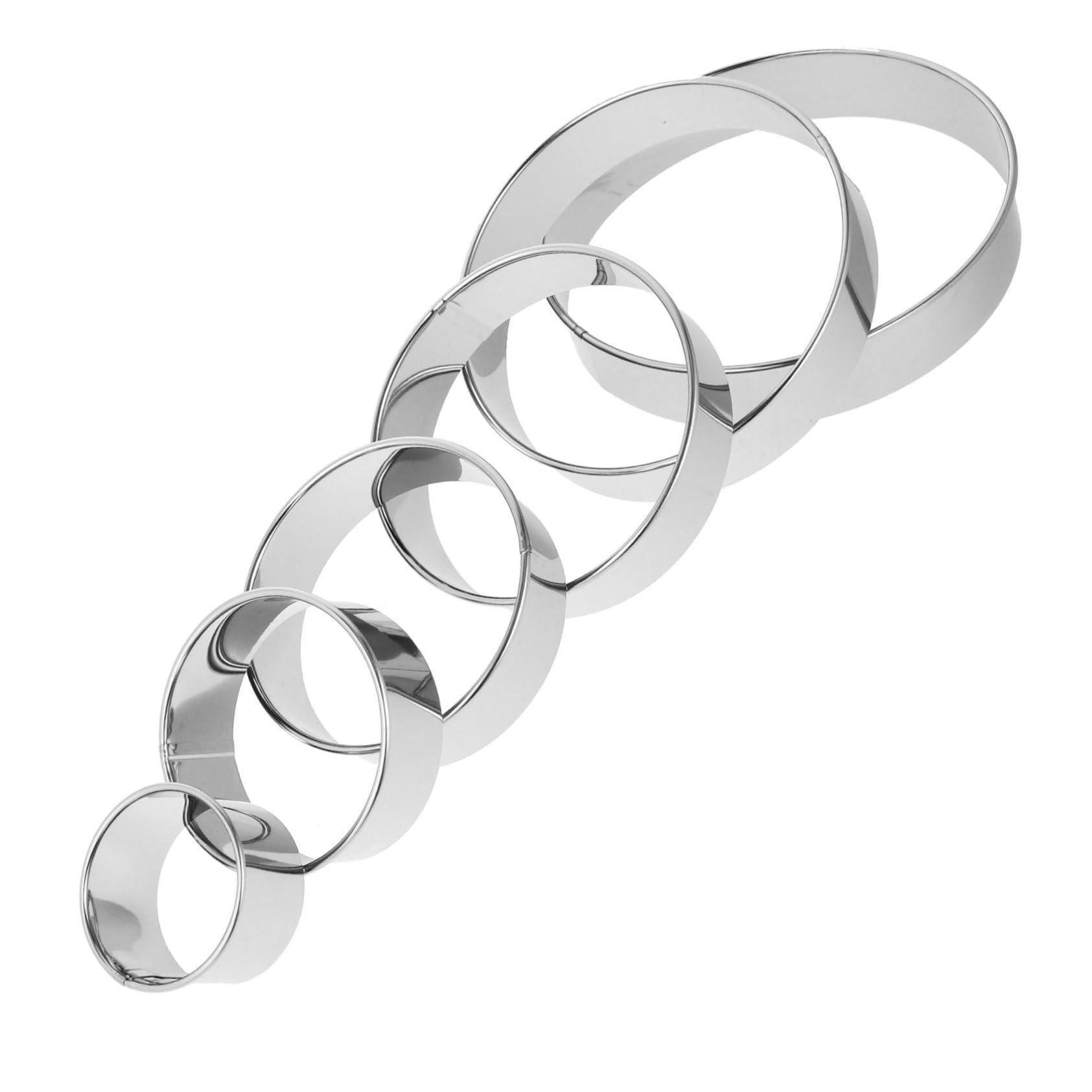 Cabilock 6Pcs Round Cake Ring Stainless Steel Mousse Molds for Baking Versatile Pastry Rings Cookie Cutters for Cakes Muffins and Doughnuts
