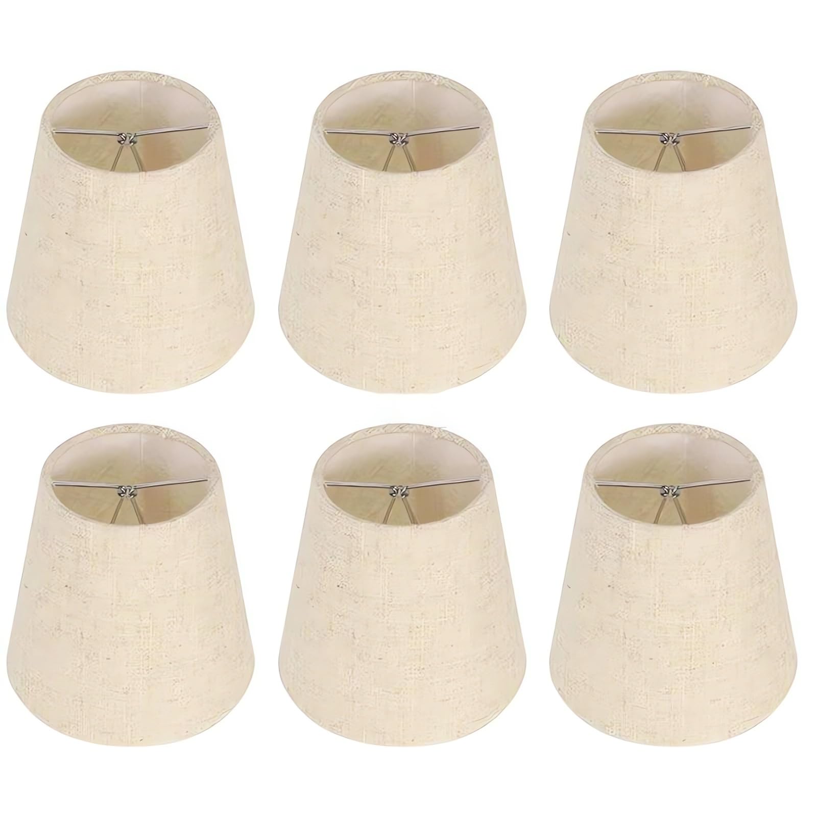 Kenqulio Small Lamp Shades Clip on Bulb, Chandelier Shades Set of 6, Mini Linen Lampshade 3.5x5x5.5in Small Lamp Shade for Chandelier Lamp Replacement
