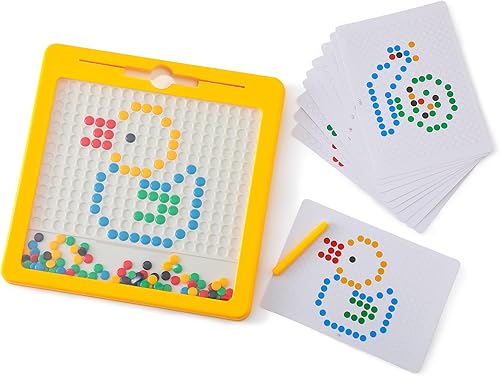 Miniatura 2 de Tablero magnético para garabatos para niños pequeños, tablero de dibujo grande con bolígrafo magnético y cuentas, arte de puntos magnéticos, juguete