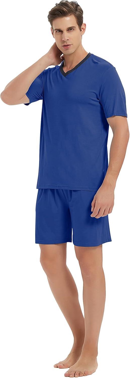 MoFiz Mens Pajamas Set Short Sleeve PJ's Sleep Lounge Sleepwear Cool Pyjama Summer Sets Comfortable Lightweight - Image 2