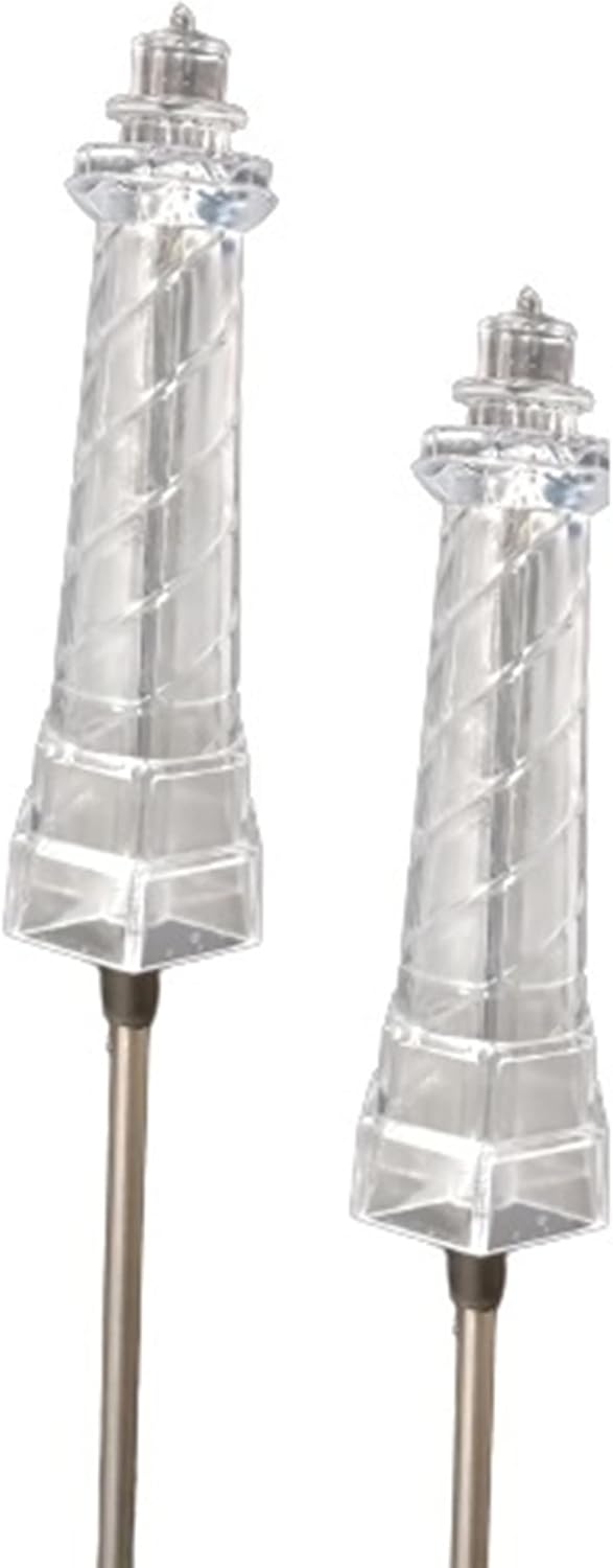 Starry Illuminate 2 PCS Solar Color Changing Lighthouse Style Garden Stake Light