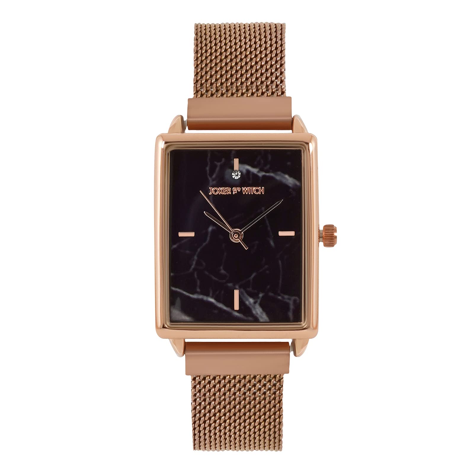 Joker & Witch Quad Black Marble Dial Rose Gold Stainless Steel Mesh Analogue Watch for Women (B0BBFKD8YR) Amazon Price History, Amazon Price Tracker