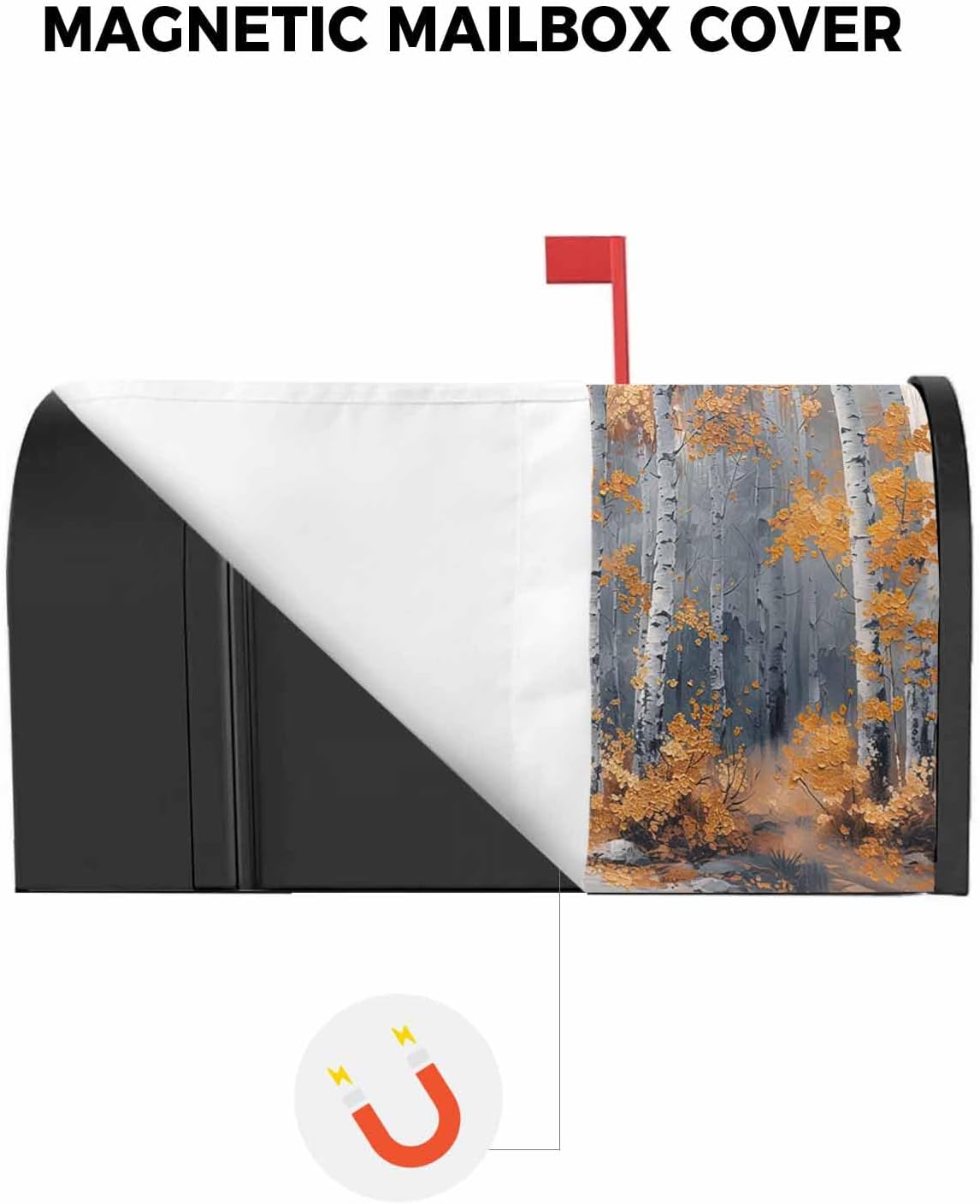 Orange Abstract Tree Mailbox Covers Magnetic Standard Size,Decorative Post Letter Numbers Box Wrap Decoration Covers Large Accessories for Garden Outdoor Décor Rustic Shabby Chic Forest Painting Art