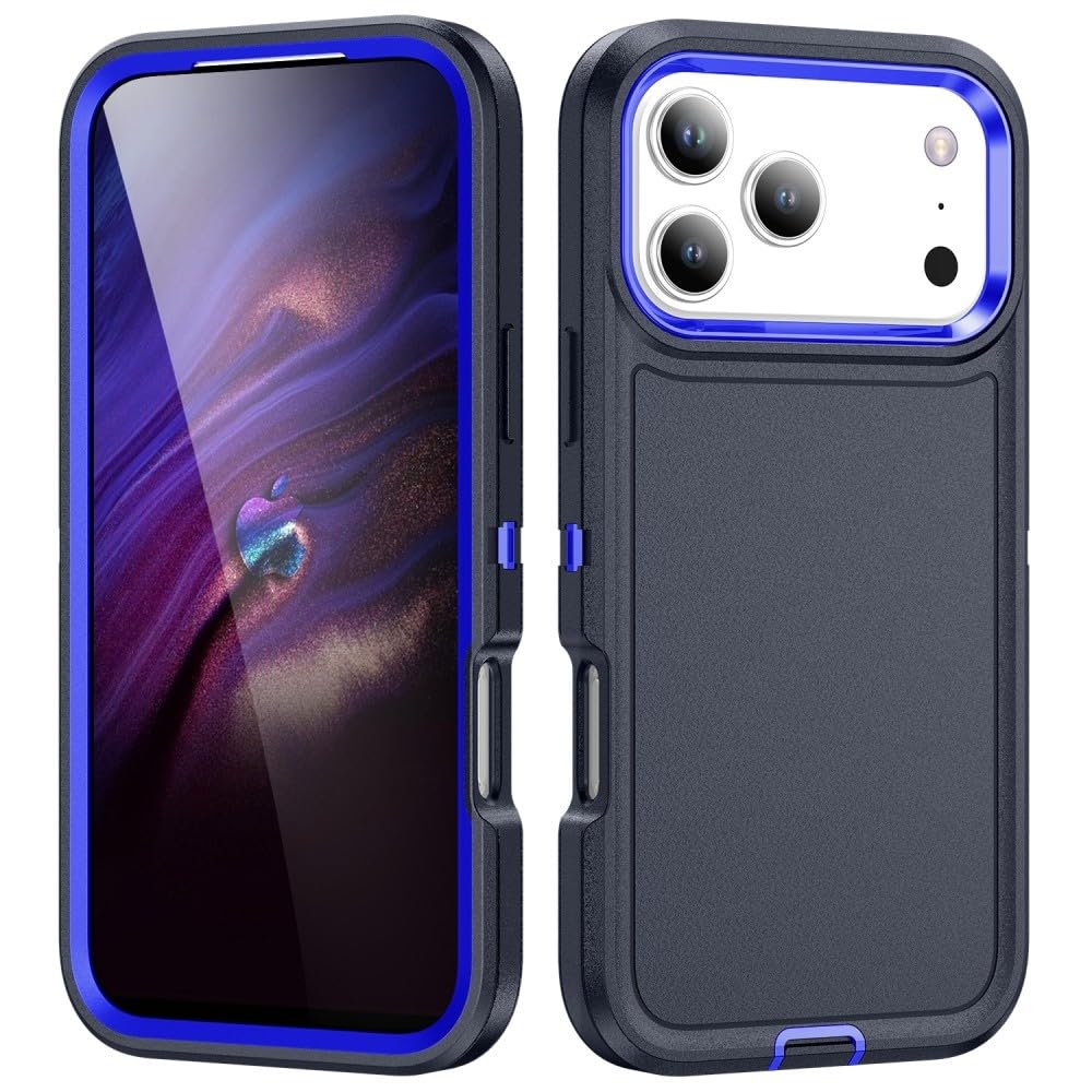 Coque iPhone 16 rigide silicone double couche arrière bleu bicolore - 7