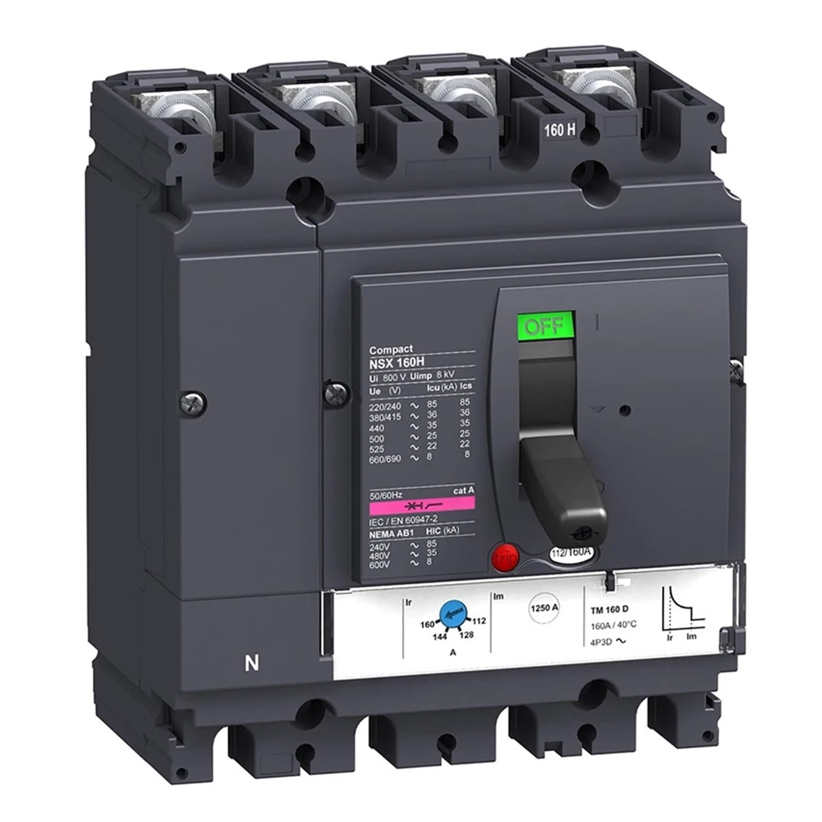 YFHGULBTK LV430692 Molded Case Circuit Breaker NSX160H TMD 100A 4p4d 70kA