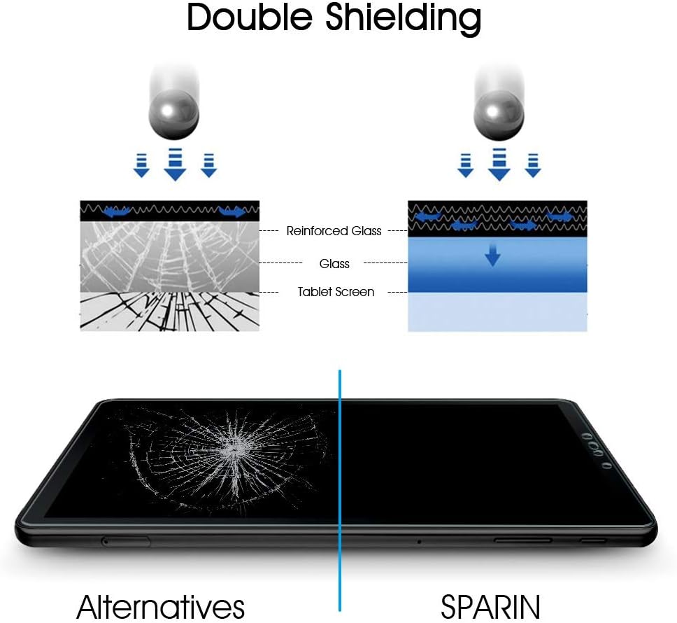 [2 Pack] Galaxy Tab S4 Screen Protector, SPARIN Tempered Glass, S Pen Compatible, Easy Install, Scratch Resistant Screen Protector for Samsung Galaxy Tab S4, 10.5 inch