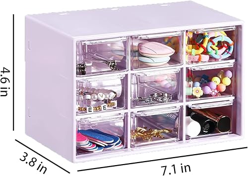 Miniatura 13 de Organizador de cajones pequeños para escritorio, 7.1 x 3.8 x 4.6 pulgadas, mini organizador de cajones de escritorio con 6 cajones transparentes,