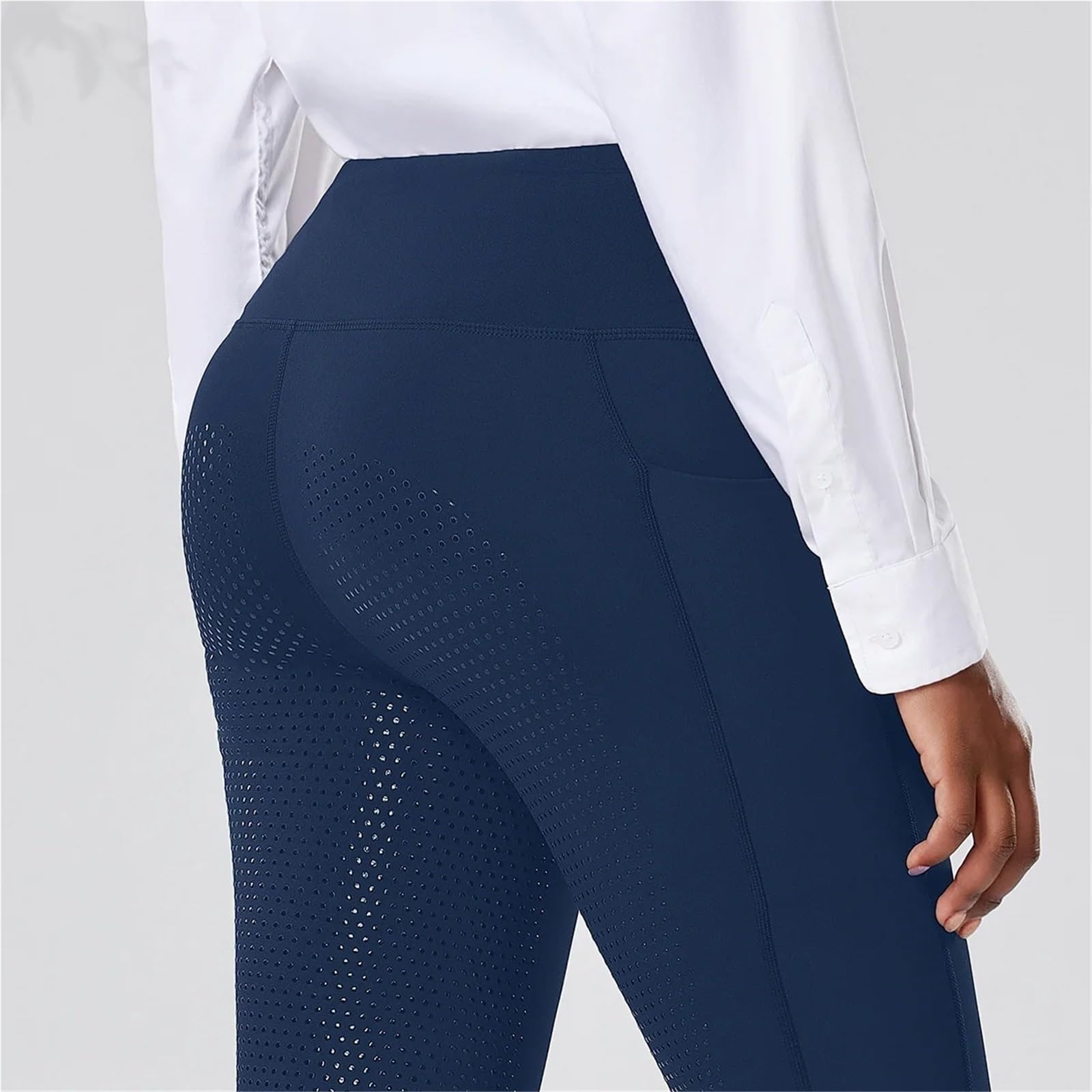 Einfarbige Reithose for Damen aus Silikon, rutschfest, elastisch, hohe Taille, Bauchkompression, eng anliegende Für Reitsport