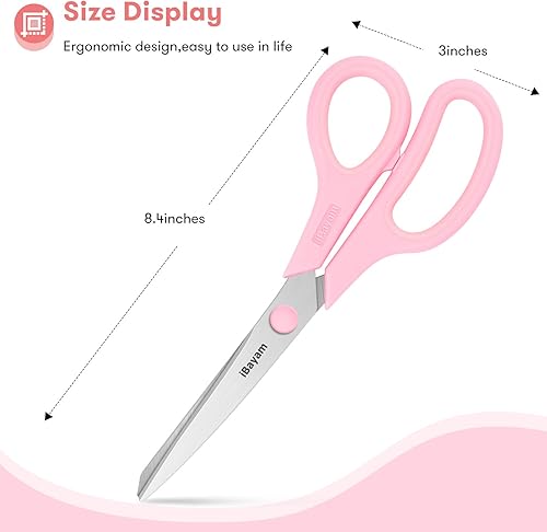 Vista 28 de Tijeras, iBayam - Paquete de 3 tijeras antiadherentes multiusos de 8 pulgadas, cuchillas de titanio de 0.098 pulgadas de grosor con agarre cómodo