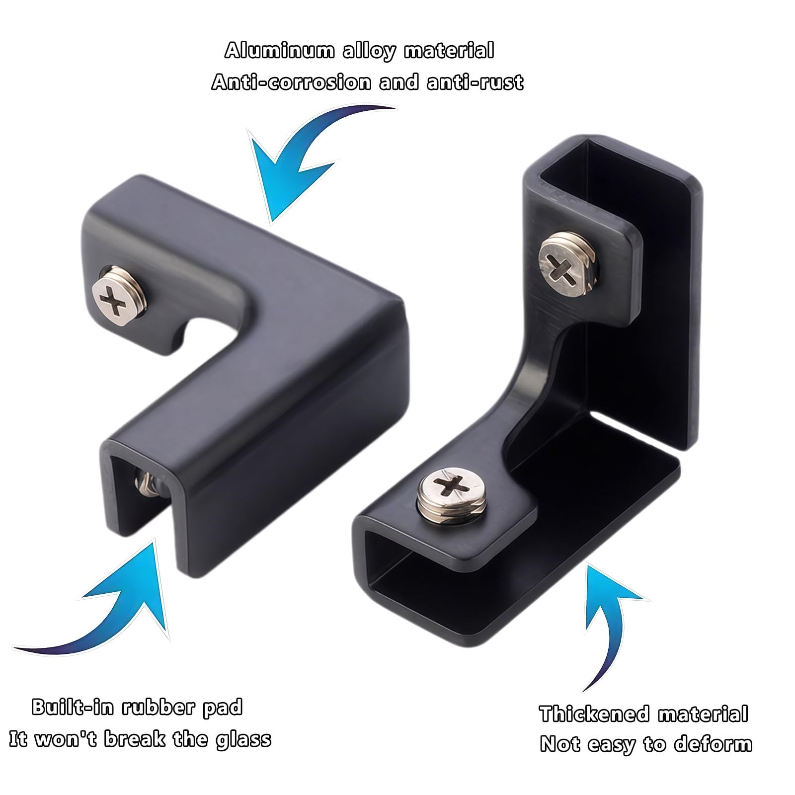 Glass Clamps - 4 Pack for Shelves & Displays -5 Glass Clamps - 4 Pack for Shelves & Displays -5