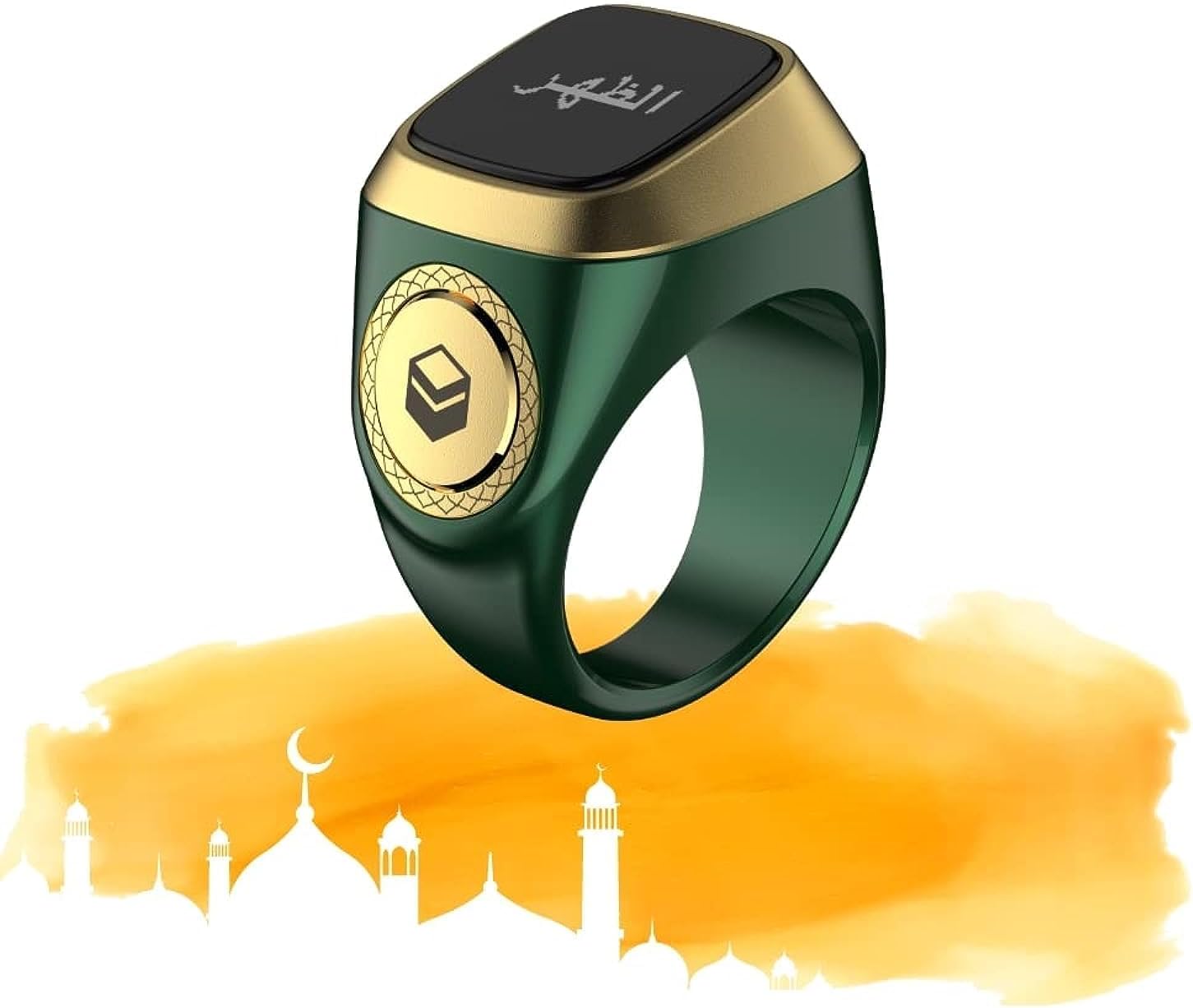 iQIBLA Smart Tasbih Zikr Ring, Green 20mm, Muslim Prayer Reminder, OLED Display, Tasbih Counter, Smart Ring, Wearable Technology, Waterproof