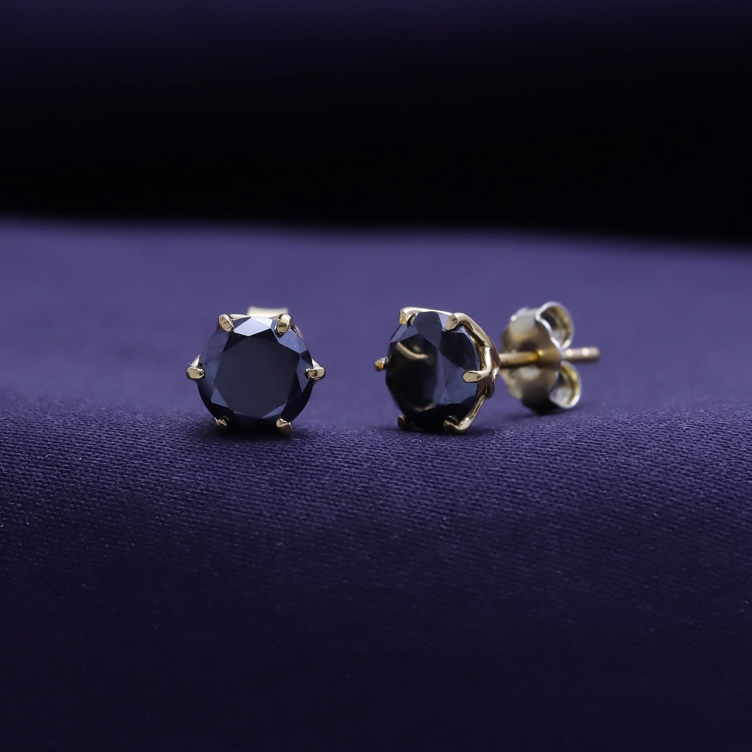 SAVEARTH DIAMONDS Black Moissanite Stud Earrings 2ct 925 Sterling Silver Gold Plated Ear Studs for Women - Image 4