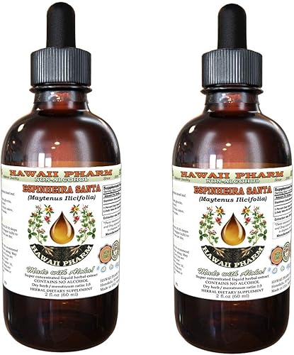 Espinheira Santa, Cancerosa (Maytenus Ilicifolia) Extracto líquido de hoja seca sin alcohol, Espinheira Santa, suplemento herbario de glicerita, 2 x