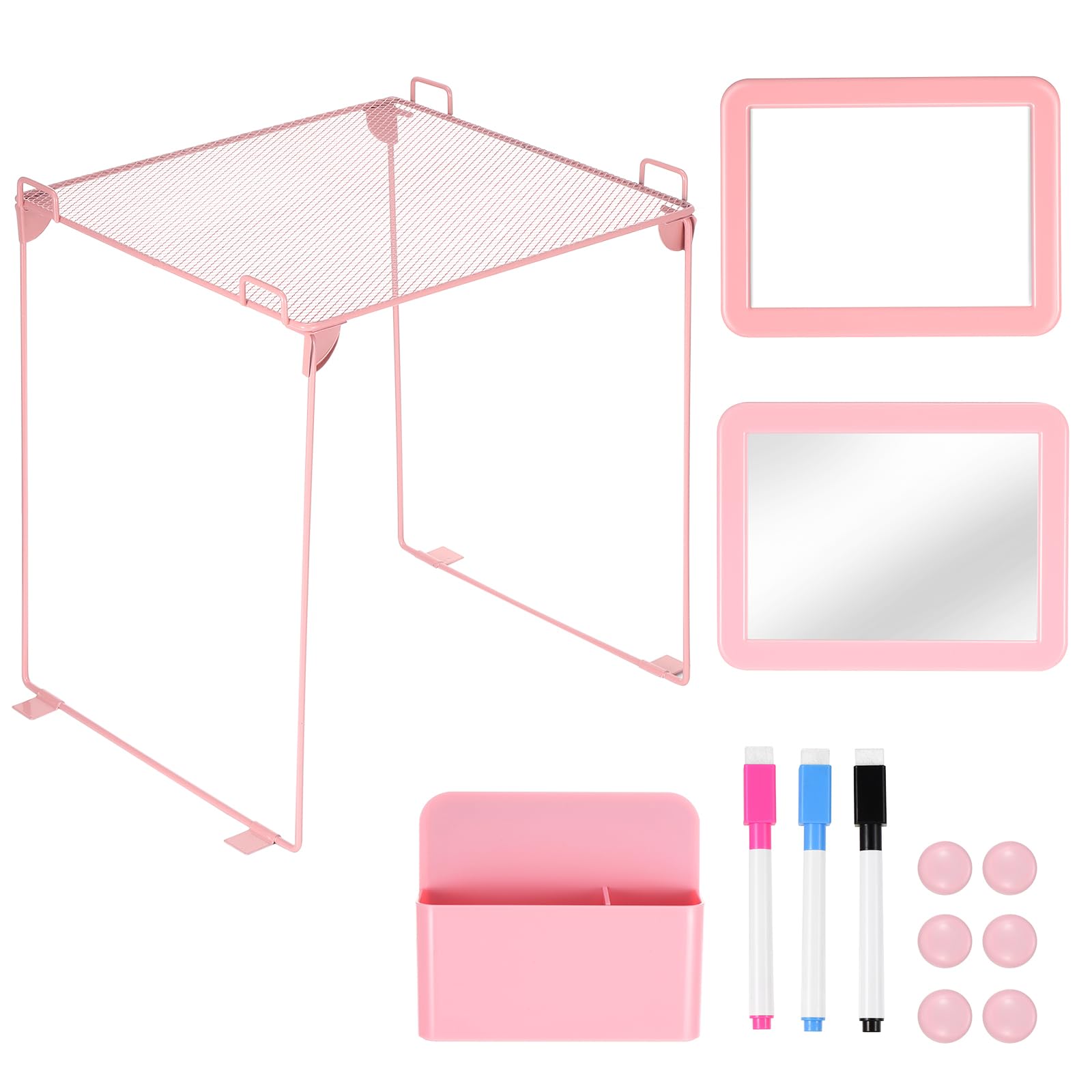 abcGoodefg Pink Locker Accessories, Cute Locker Organizer Shelf Locker Decorations for Girls for School Locker with Magnetic Locker Mirror and Whiteboard, Magnetic Pen Holder