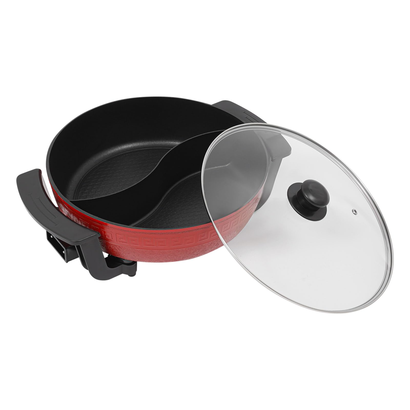 Pentola da 1360 W Hot Pot 6 L Twin Hot Pot Shabu per fonduta cinese con coperchio e 5 livelli di regolazione della temperatura per 3-4 persone