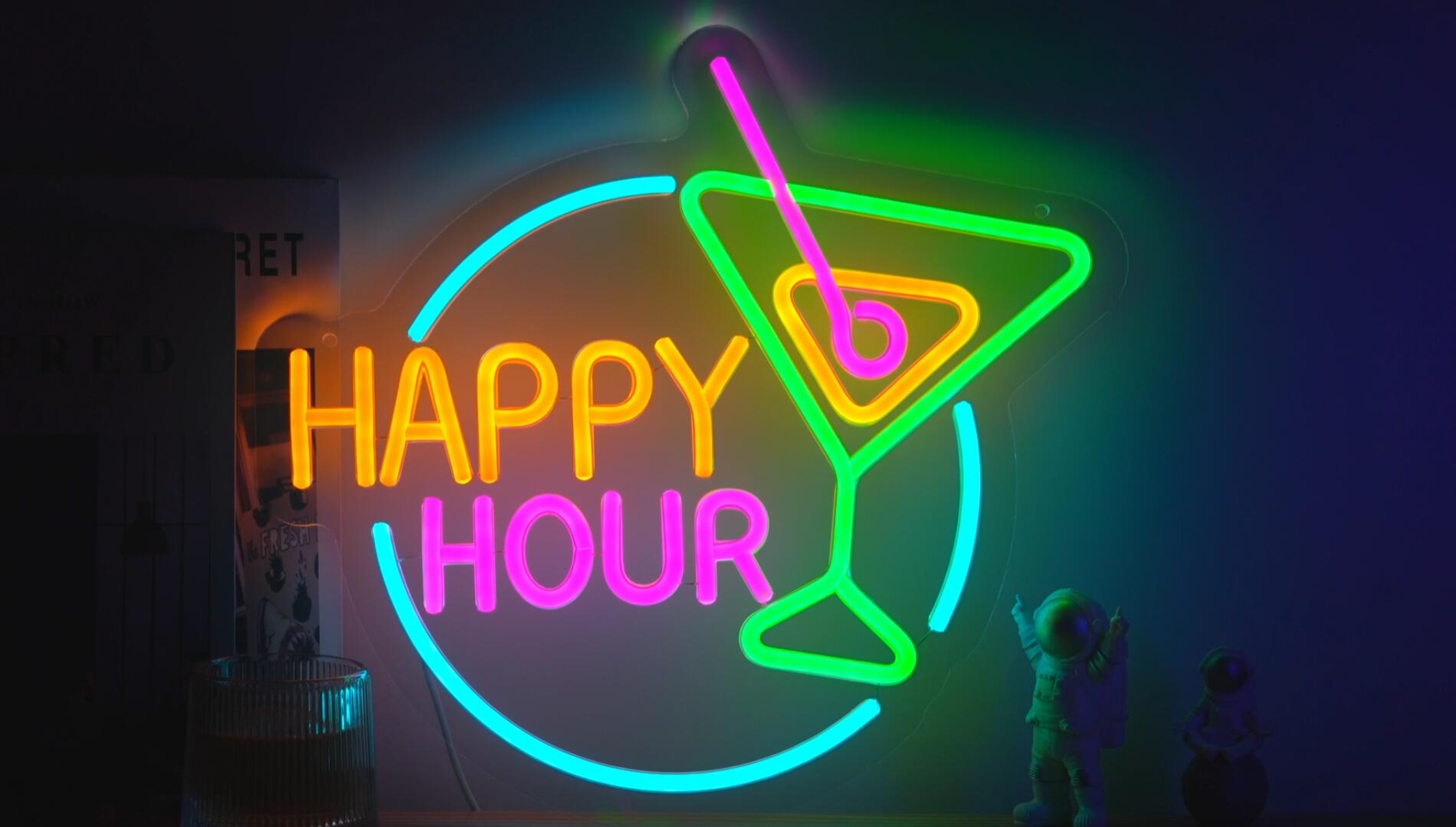 Basaneon Happy Hour Neon Sign Dimmable Led Happy Hour Neon Bar
