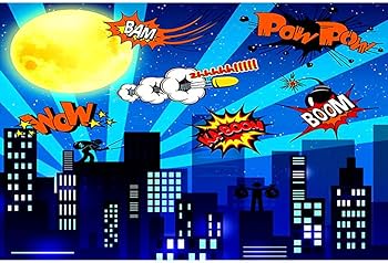 Telón De Fondo Superhéroes 1x1.5m - Para Fotos De Cumpleaños, Decoración De Fiesta, Material De Vinilo