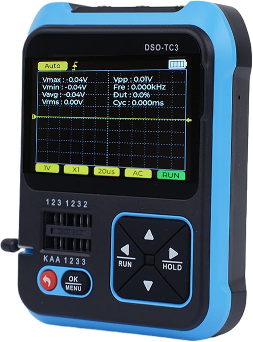 Robust portable digital oscilloscope designed for technicians, includes multifunctional tester and signal generator (standard)
