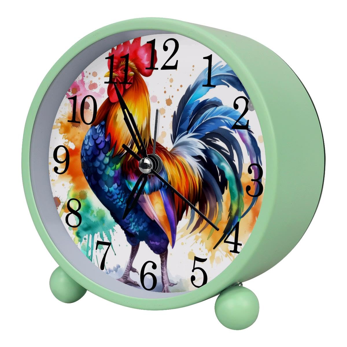 Luoweisi Alarm Clock Colorful Rooster, Silent Non-Ticking with Night Light