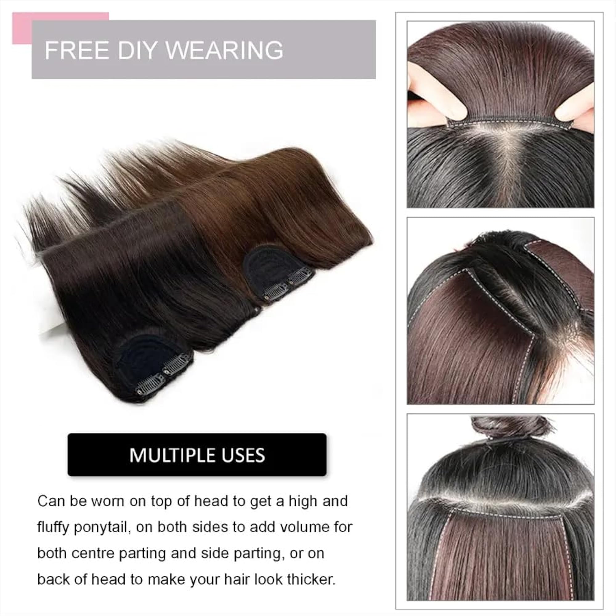 8 Inch Clip-On Side Hairpiece for Thinning Hair