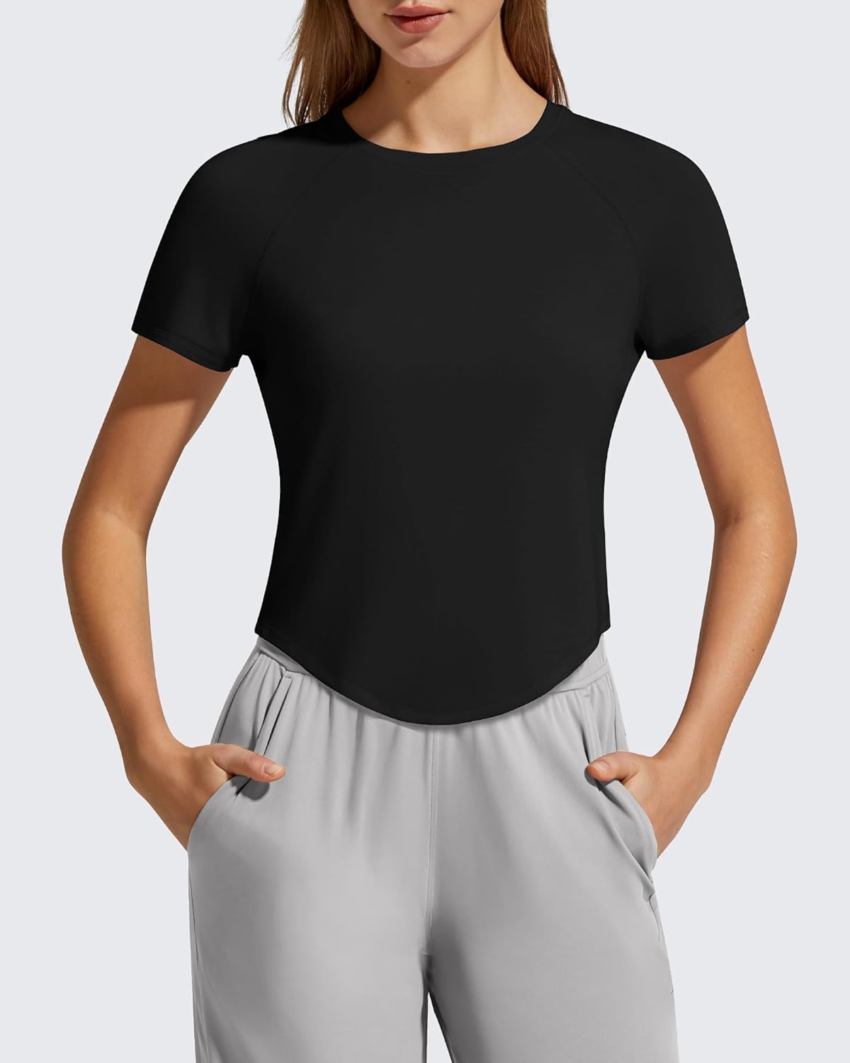 G4Free Women's Cropped Workout Tops Crewneck Short Sleeve T-Shirt Relaxed Fit Casual Athletic Waist Length Tees - Image 3