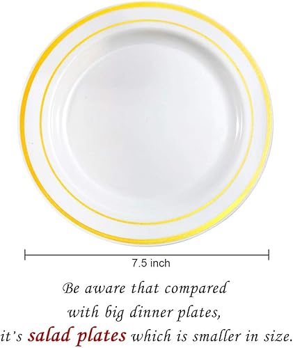 Miniatura 8 de BUCLA - Platos de plástico para ensaladapostre, 7.7in, color plateado, ideal para bodas y fiestas