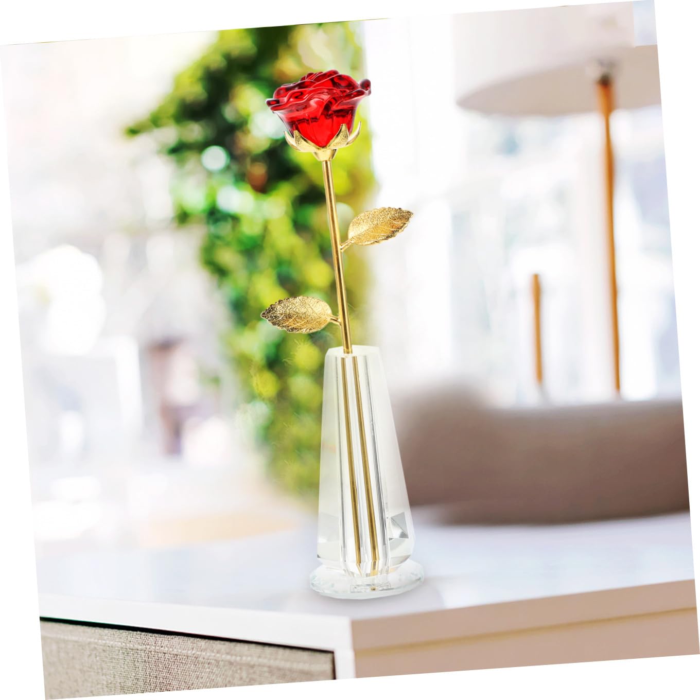Decoración de Flores de Cristal Jarrón Pequeño para Centro de Mesa y Escritorio, Obsequio de San Valentín para, Adorno Artesanal Hogar