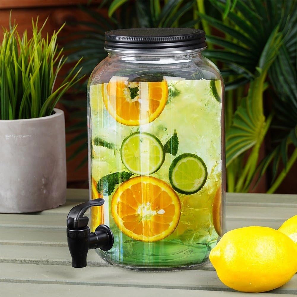 Brocca di vetro dispenser per bevande, con rubinetto in vetro, 3 l