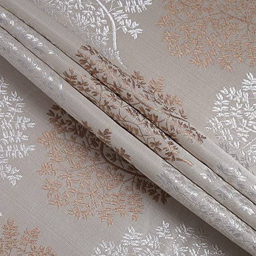Image of Homestan Jacquard Woven Long Door Curtains 9 Feet Long Set of 2 for Home Decor (9 X 4 Feet, Light Brown)