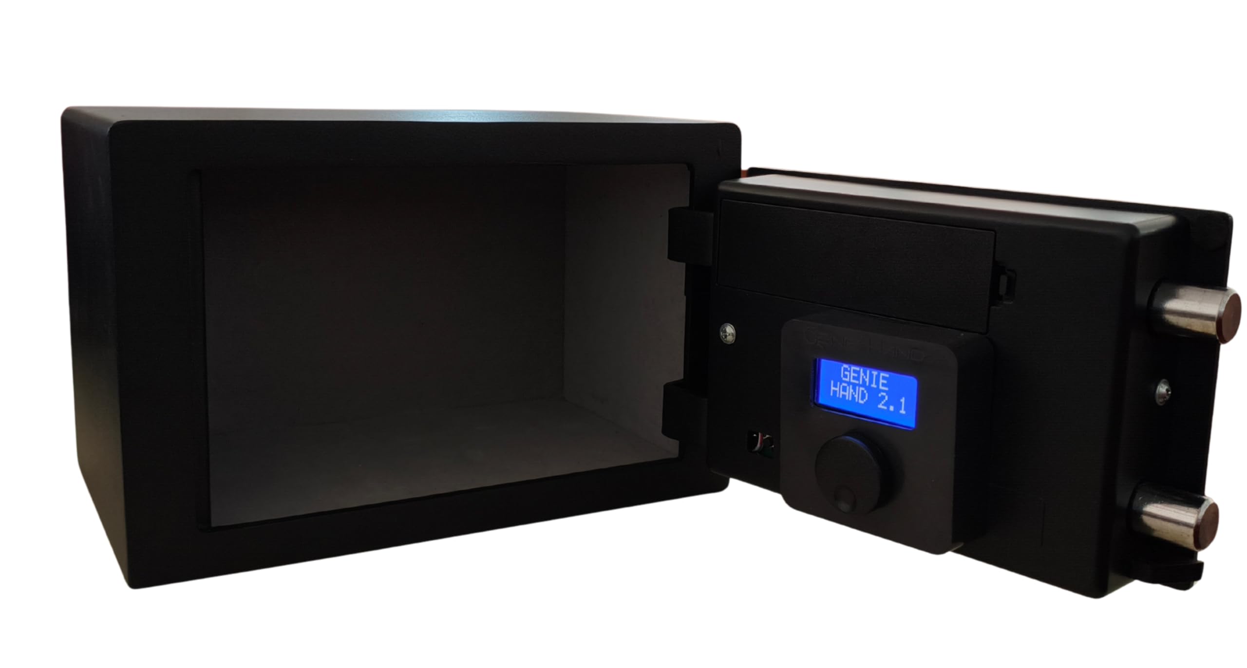 Genie Hand | Coffre-fort à temps motorisé avec compte à rebours - Lecteur d'empreintes digitales - Alimentation d'urgence avec USB avant - Serrure B-Class - Système Anti Bounce